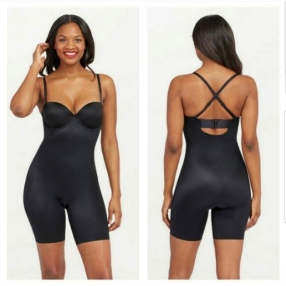 SPANX Suit Your Fancy Strapless Cupped Mid-Thigh NWT in Black size Medium 35116